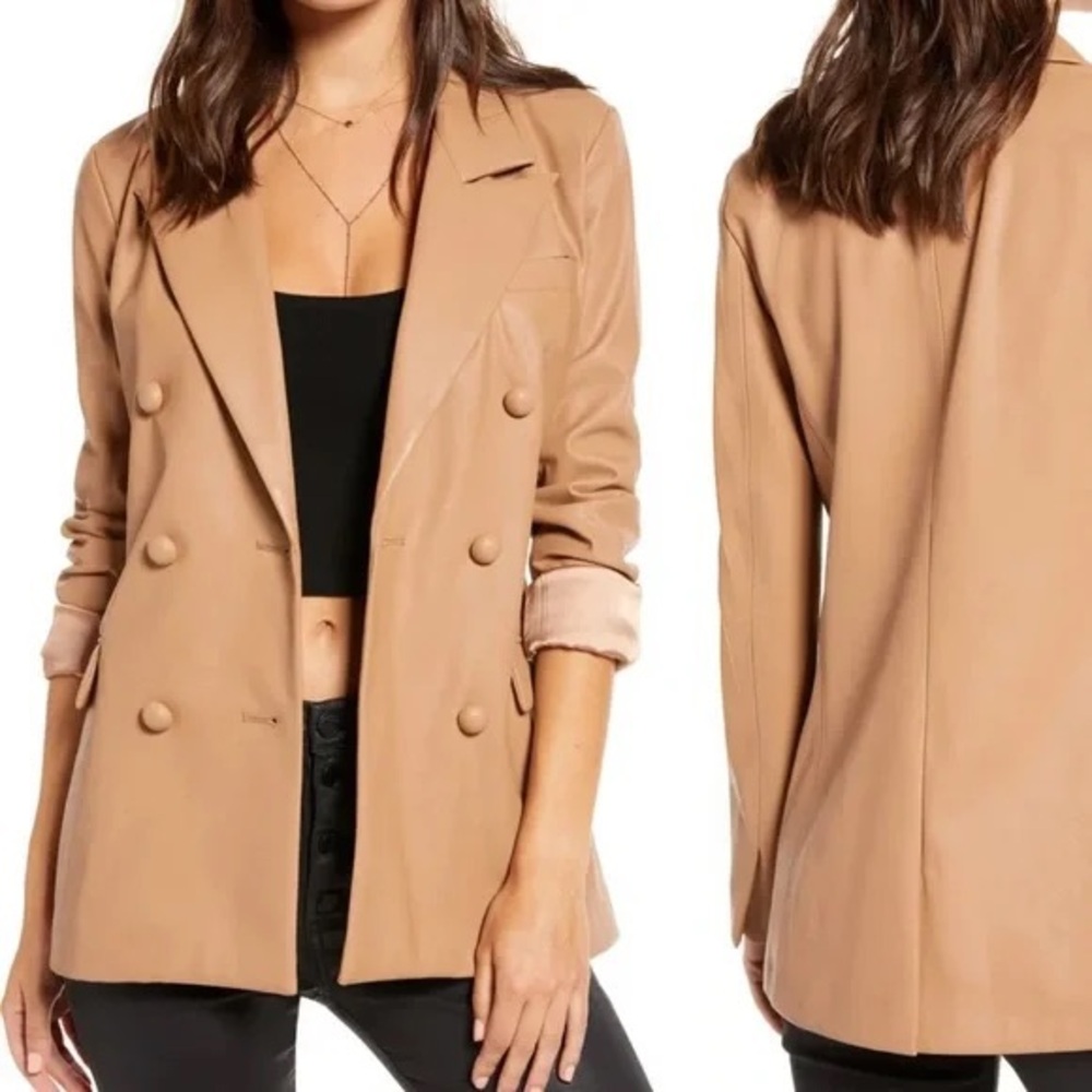 BlankNYC Faux Leather Blazer Murky Waters